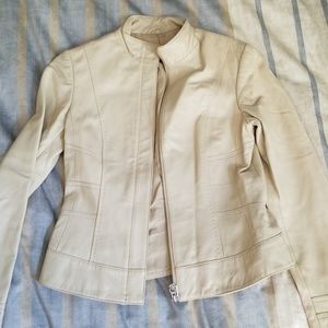 Beige Leather Jacket